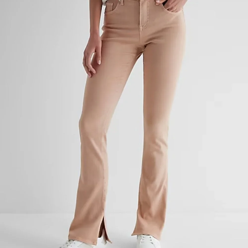 NWT EXPRESS WOMEN'S MID RISE PINK SKYSCRAPER HYPER STRETCH JEANS NUDE PINK 0 S